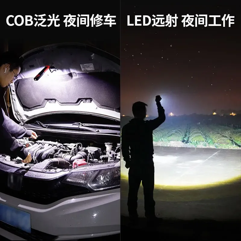 Nuevo 1/8 Uds. Luz LED COB brillante de trabajo lámpara mecánica de coche linterna recargable por USB antorcha magnética luces de emergencia luz de advertencia