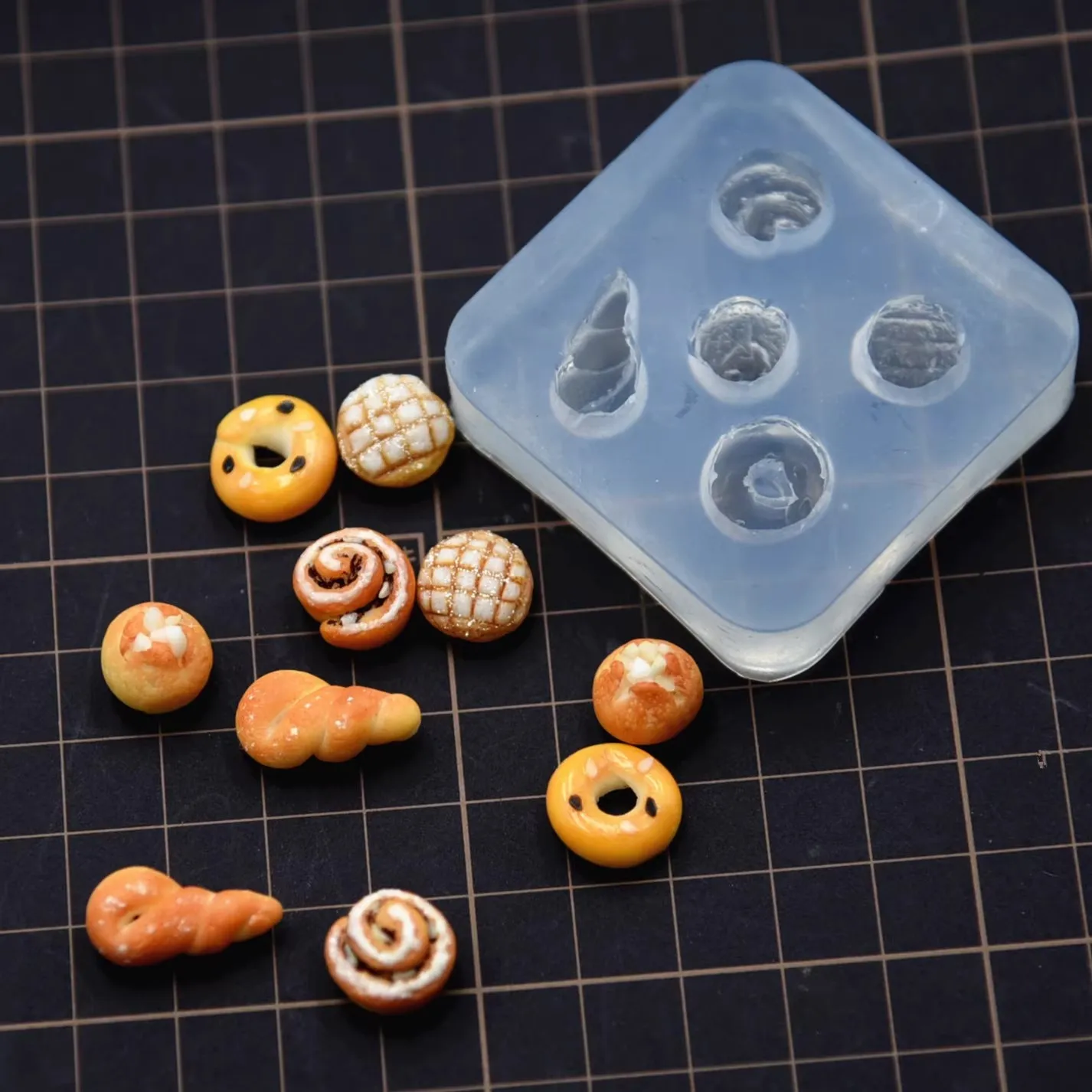 Mini Bread Doughnut Silicone Molds Pottery Resin Clay Doll House Bread Handicraft DIY Molds