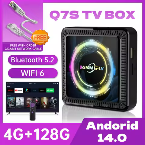 Janmifly Q7S TV Box Android14 Allwinner H313 Octa Core Support 4K 6K Netflix 4GB 128GB WIFI 6 Set Top Box Home Media Player