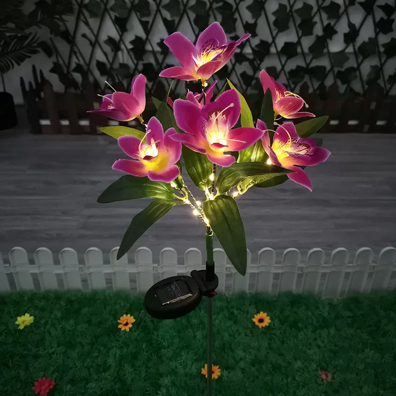 

Outdoors Orchid Light LED Dimulation Flower Villa Landscape Ground Lamps Solar Orchid Lanps Courtyard Garden Party Decoration
