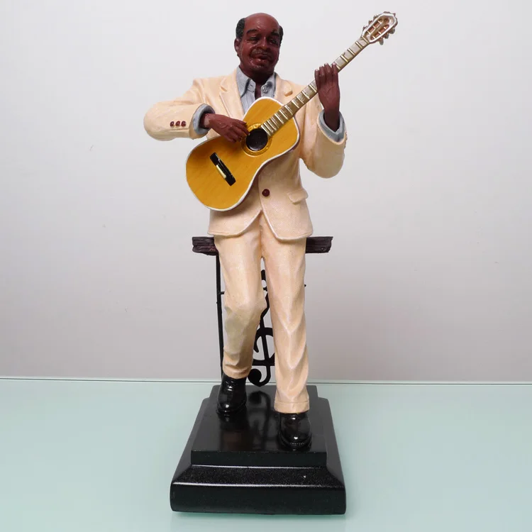 Jazz Band Resin Guitar Player Portrait Figurine Music Character Art Decoration Craftworks Embellishment Accessories Furnishing