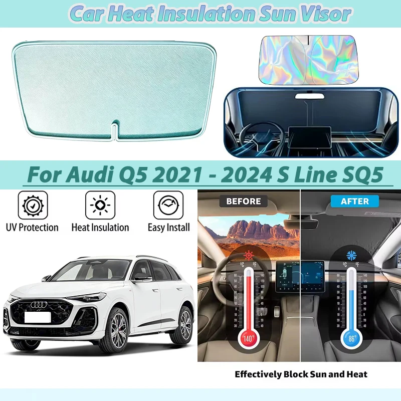 

Car Front Windshield Sunshade For Audi Q5 2021 - 2024 S Line SQ5 Sportback Accessories Window Heat Insulation Sun Shades Parts