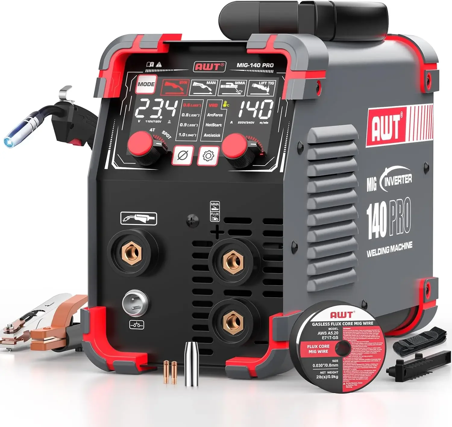 

Digital Display Mig Welder Flux Core Lift Tig Stick 3 In 1 Welding Machine 110v Synergy Igbt Inverter Portable Gasless Welder Eq