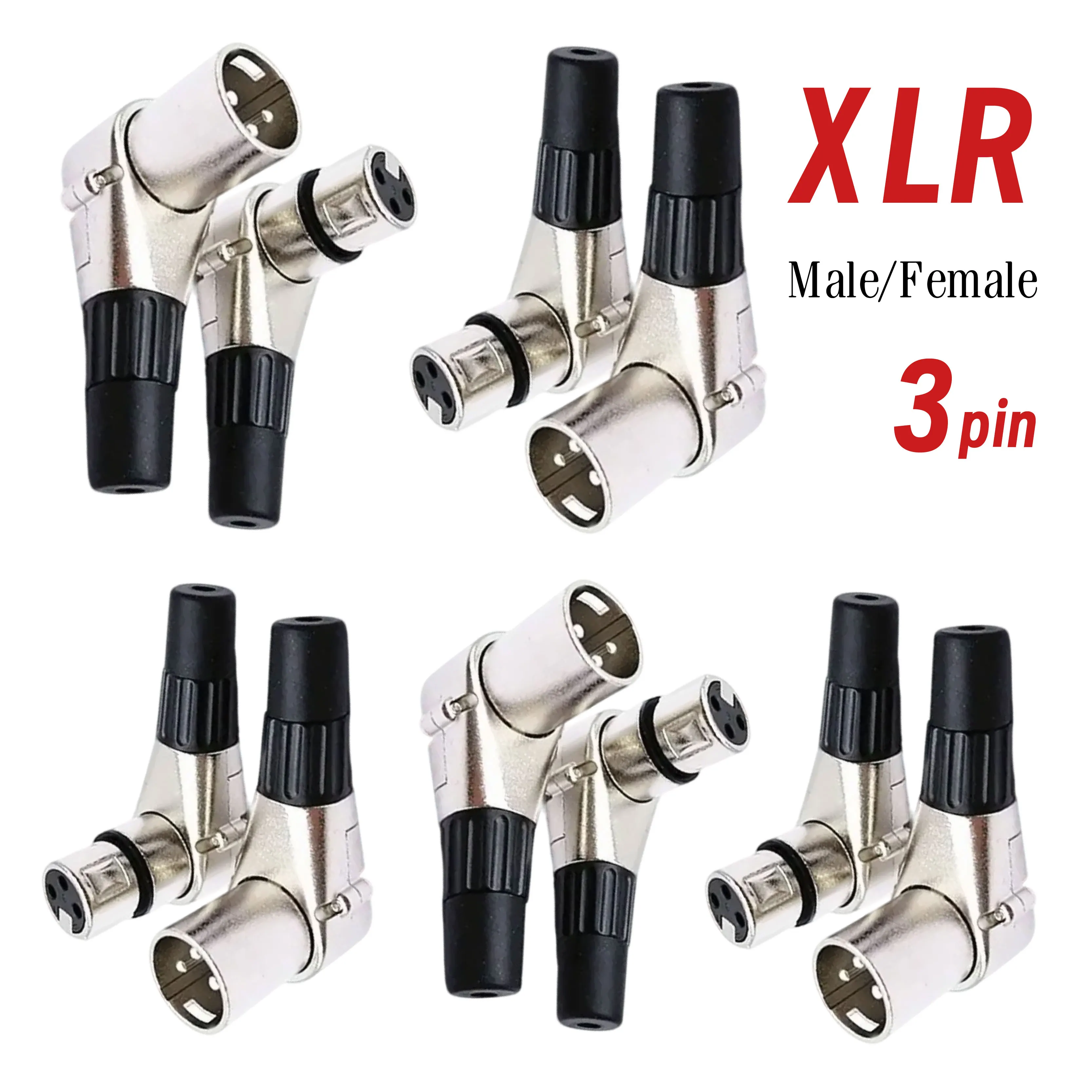 

XLR 3-контактный прямоугольный адаптер 90 градусов «папа-мама» для смены пола для микрофонных кабелей