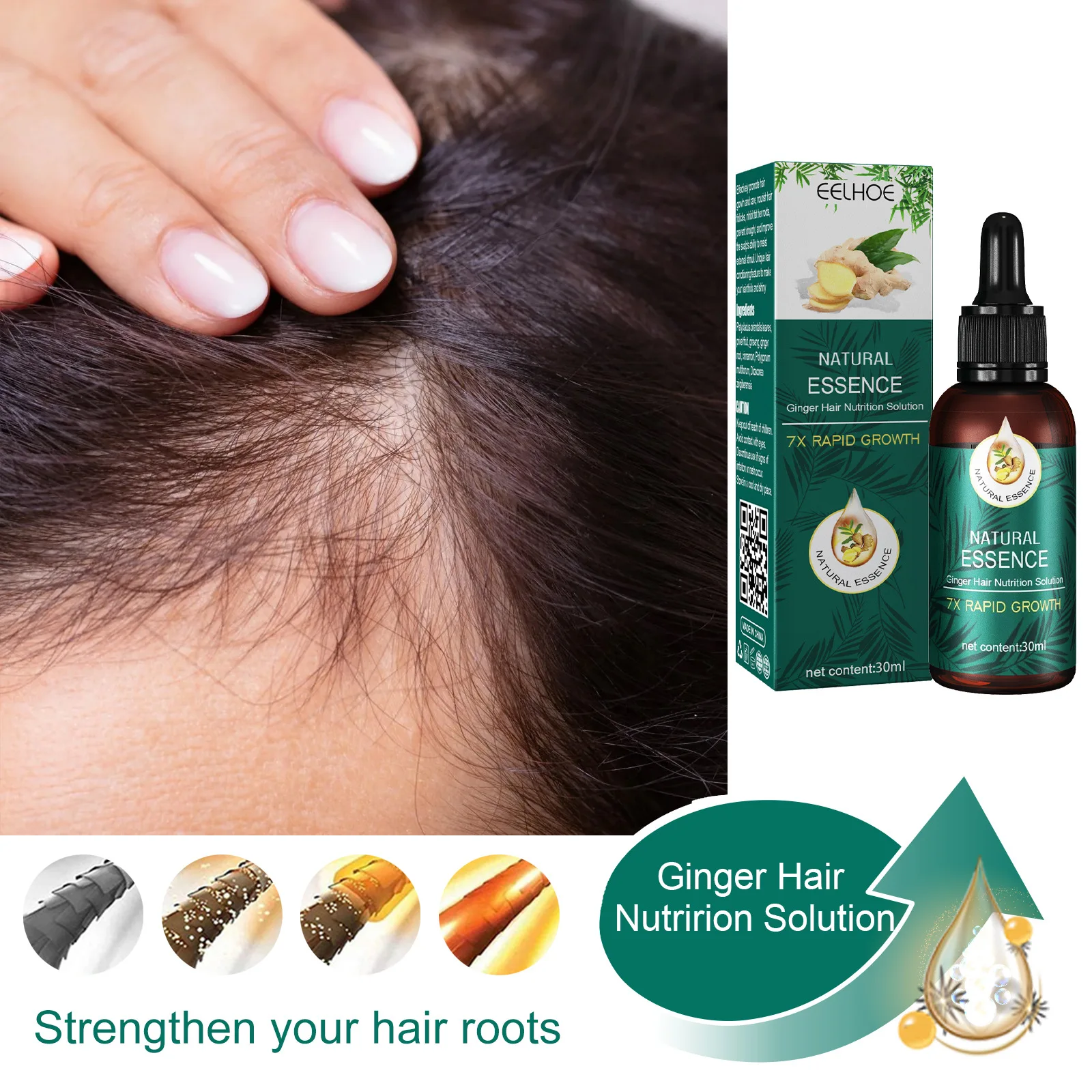 Fast Growth and Care Serum Oil Natural Ginger Hair Regrowth Products Anti-hair Loss Hair Frowth Oil Aceite Para El Cabello