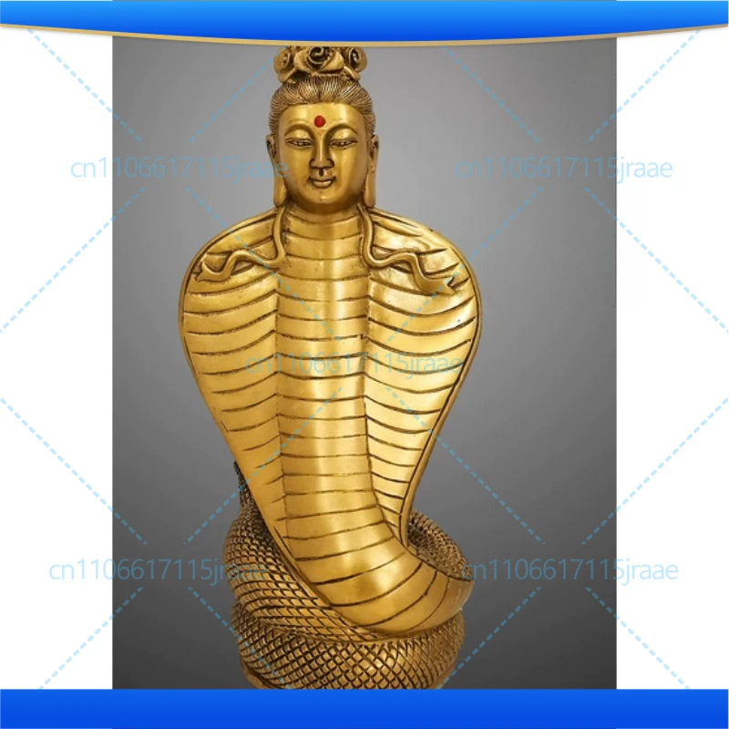 China brass archaized fairy Nuwa snake female crafts statue home living room desktop hall color copper decoration ornament
