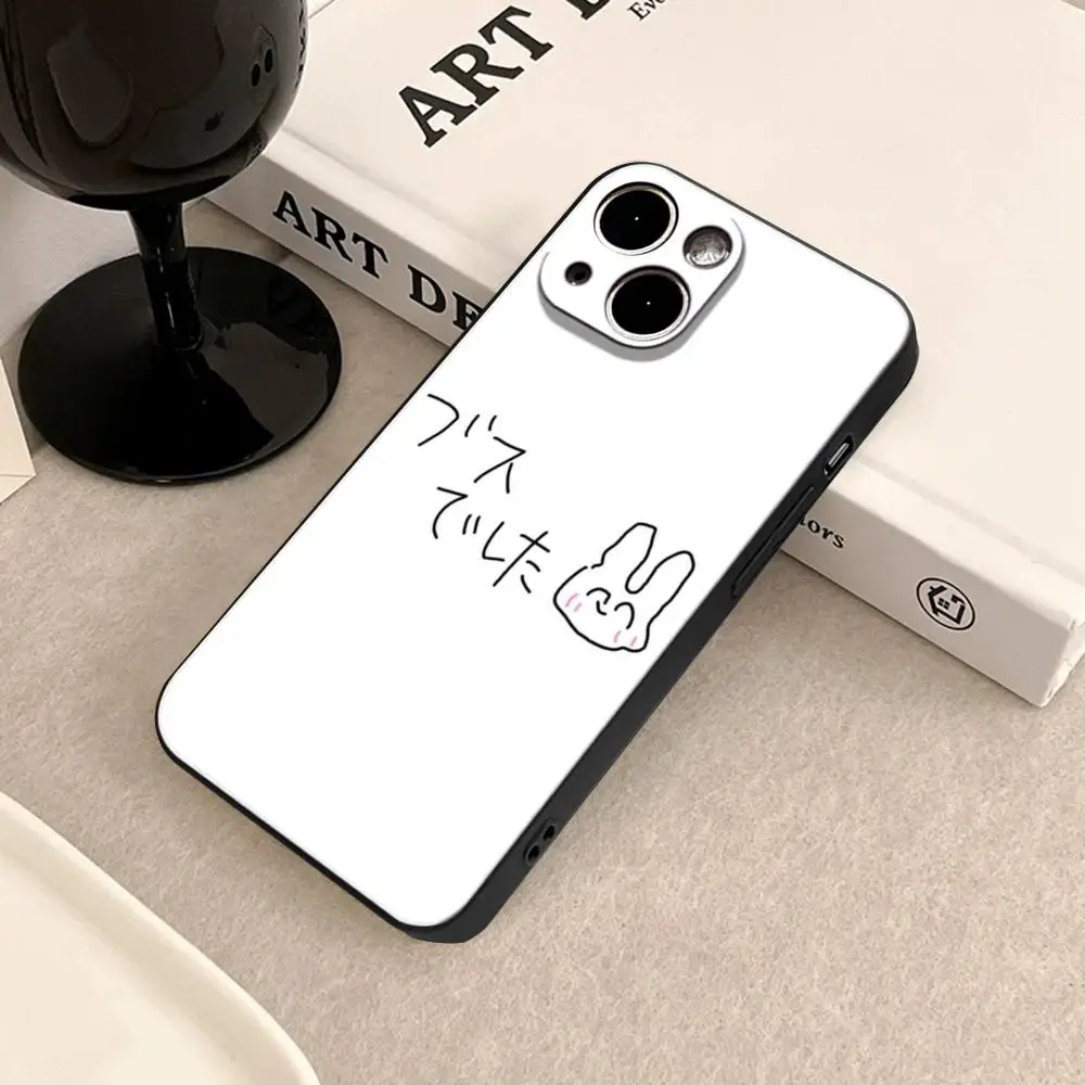 Cute Cartoon Rabbit Phone Case FOR IPhone 15 pro max 14 11 12 Pro 15 16 Plus 13 Pro MAX XR XS Black Soft Covers