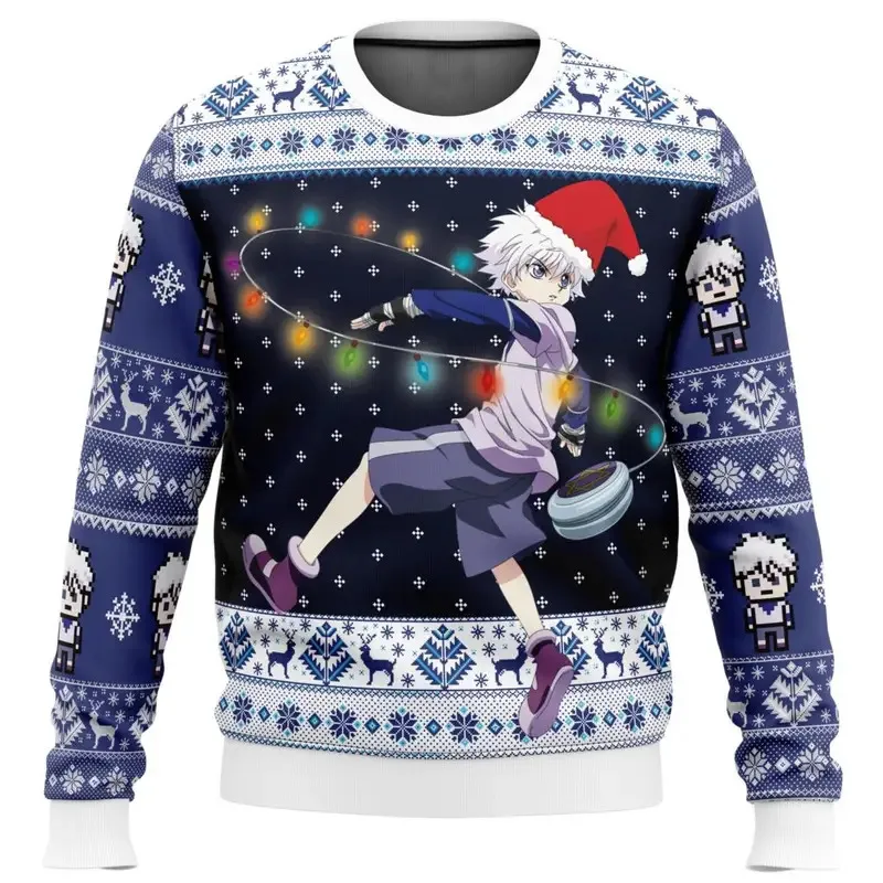 

Killua Zoldyck V2 Hunter X Hunter Ugly Christmas Sweater Gift Santa Claus pullover Men's Sweatshirt Autumn and Winter season