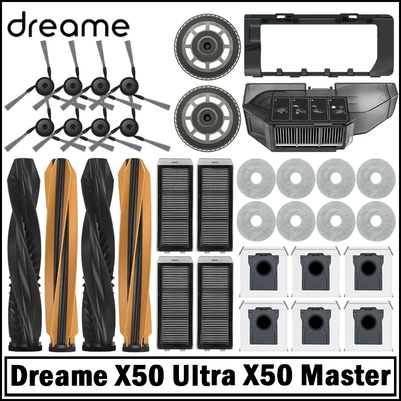 Dreame X50 Ultra / X50 Master Robot Vacuum Spare Parts Main Side Brushes Mop Cloths HEPA Filters Dust Bags Accessories