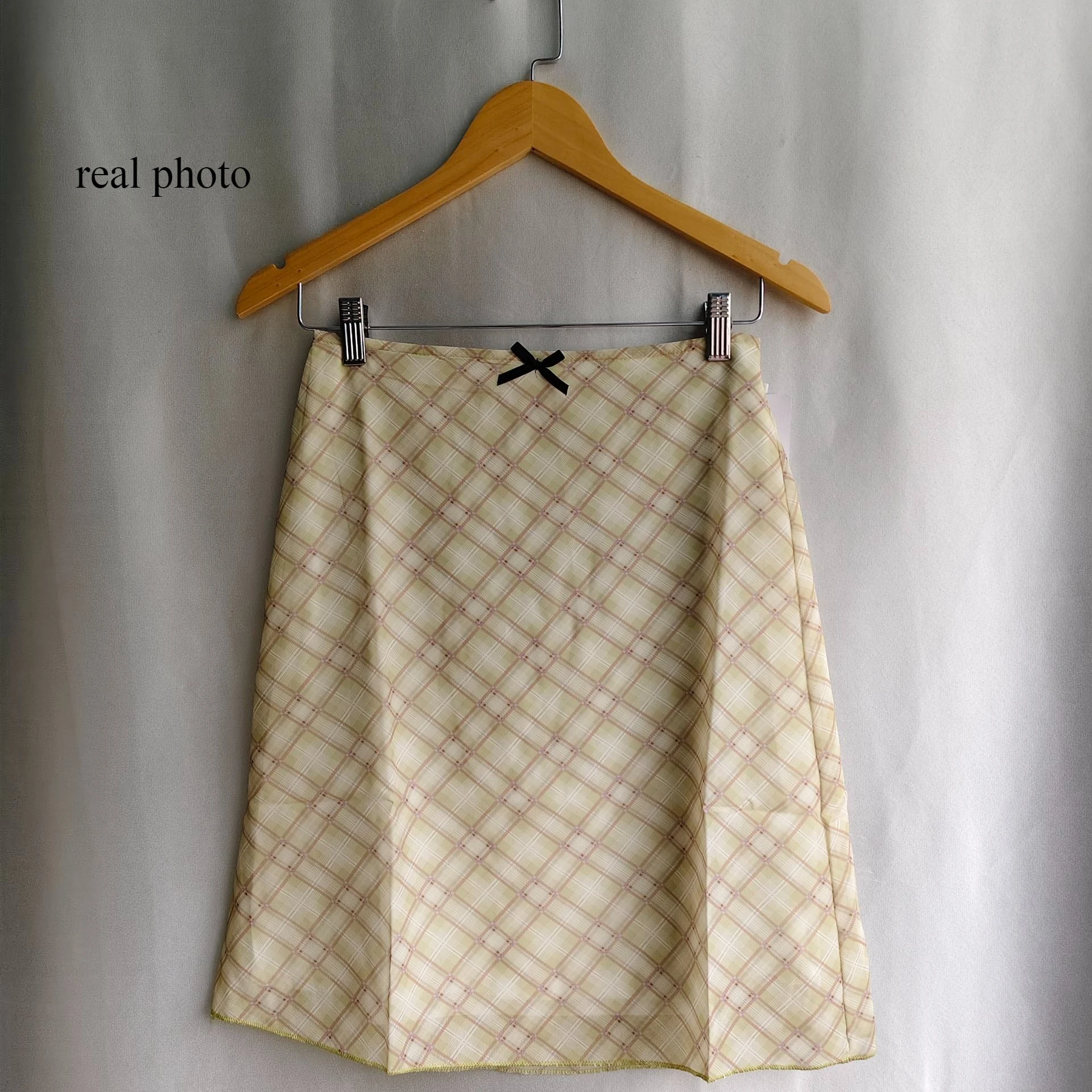 Kimotimo Summer Sweet Chiffon Argyle Midi Skirt Women High Waist Slim Fit A-line Plaid Skirts Retro Fashion Versatile Skort