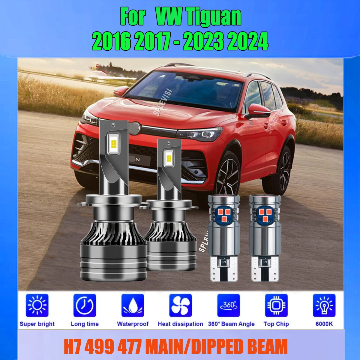 

LED H7 Headlight Conversion Bulb beautiful & concentrated 6000K white For VW Tiguan 2016 2017 2018 2019 2020 2021 2022 2023 2024