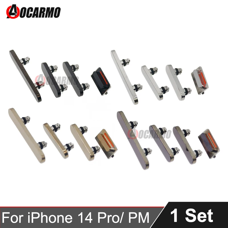Aocarmo For Apple iPhone 14 Pro Max 14Pro 14PM Full Set Side Key Power On Off Volume Mute Buttons Replacement Parts