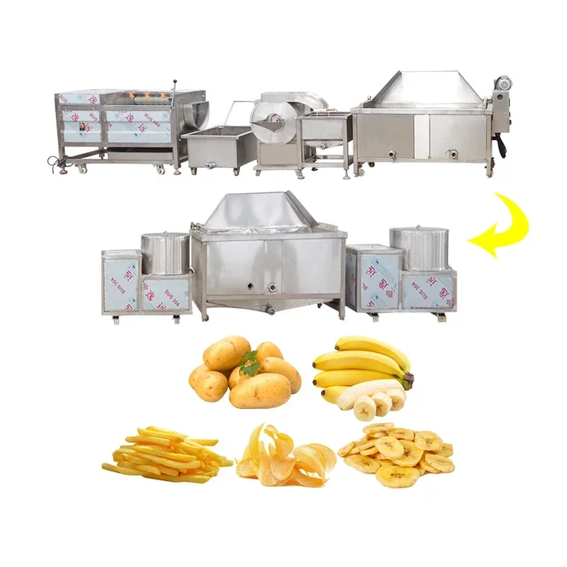 Línea de producción semiautomática de patatas fritas a pequeña escala de 50-300kg, equipo de máquina para hacer patatas fritas