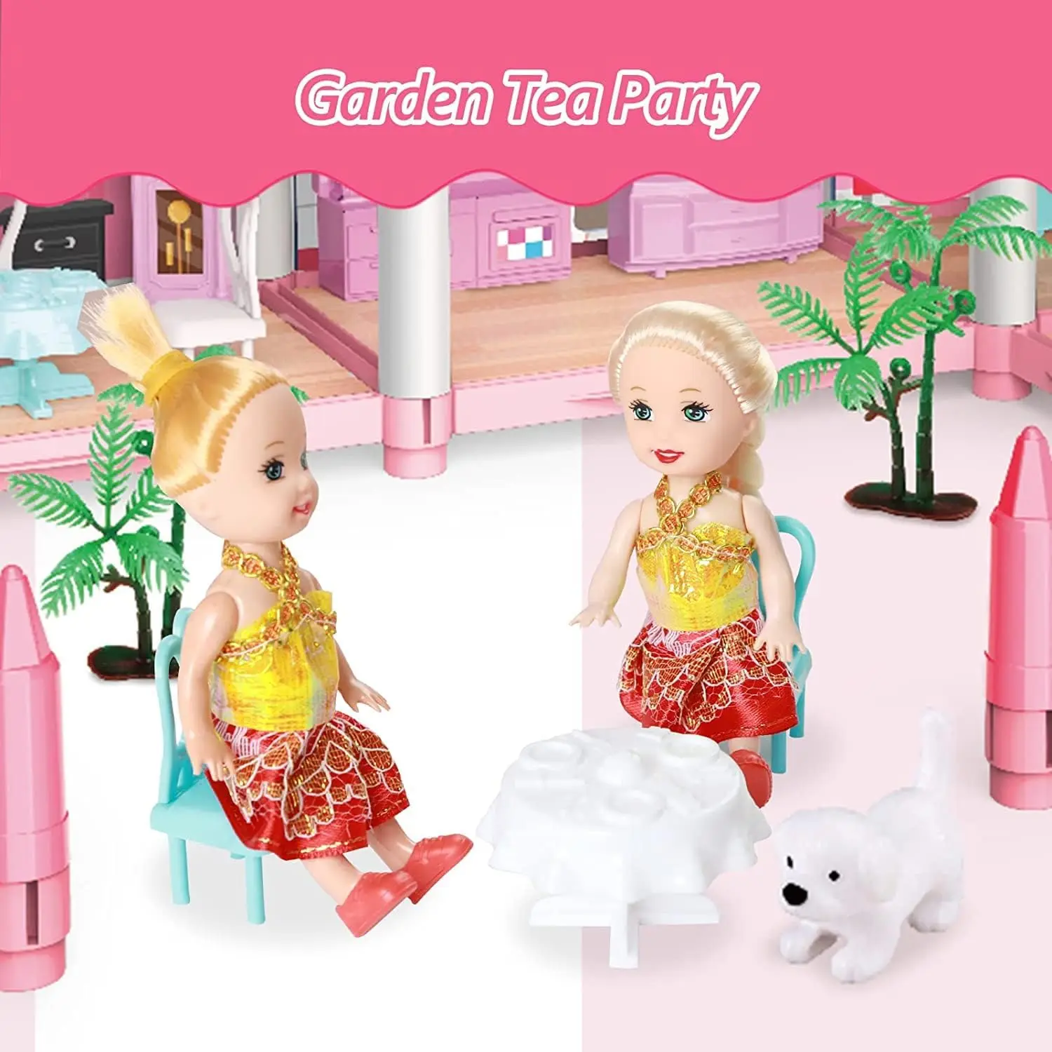 بيت الدمية للفتيات مع غرف أضواء دمى الشكل الجراء اكسسوارات الأثاث الأميرة طفل دمية مسرح هدية #5