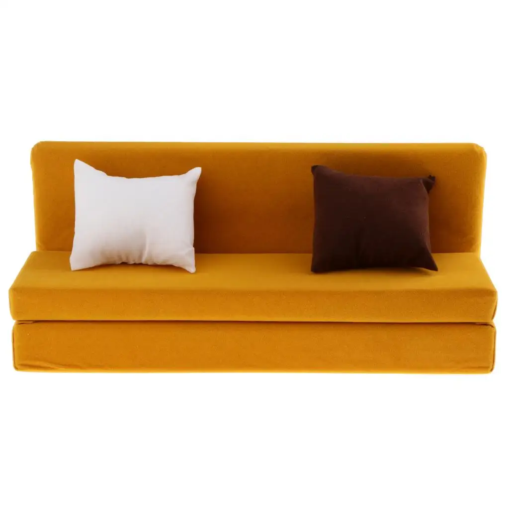 1/6 Scale Long Sofa with Cushions Furniture Set for 12'' Action Figure - Yellow, as described