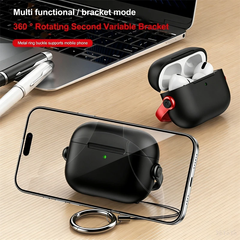 For AirPods 1/2/3/4 Bluetooth Earphone Case Protection Shell 360° Rotating Bracket For Audi Sline A3 A4 A5 A6 Q5 Q7 RS Sticker view 6
