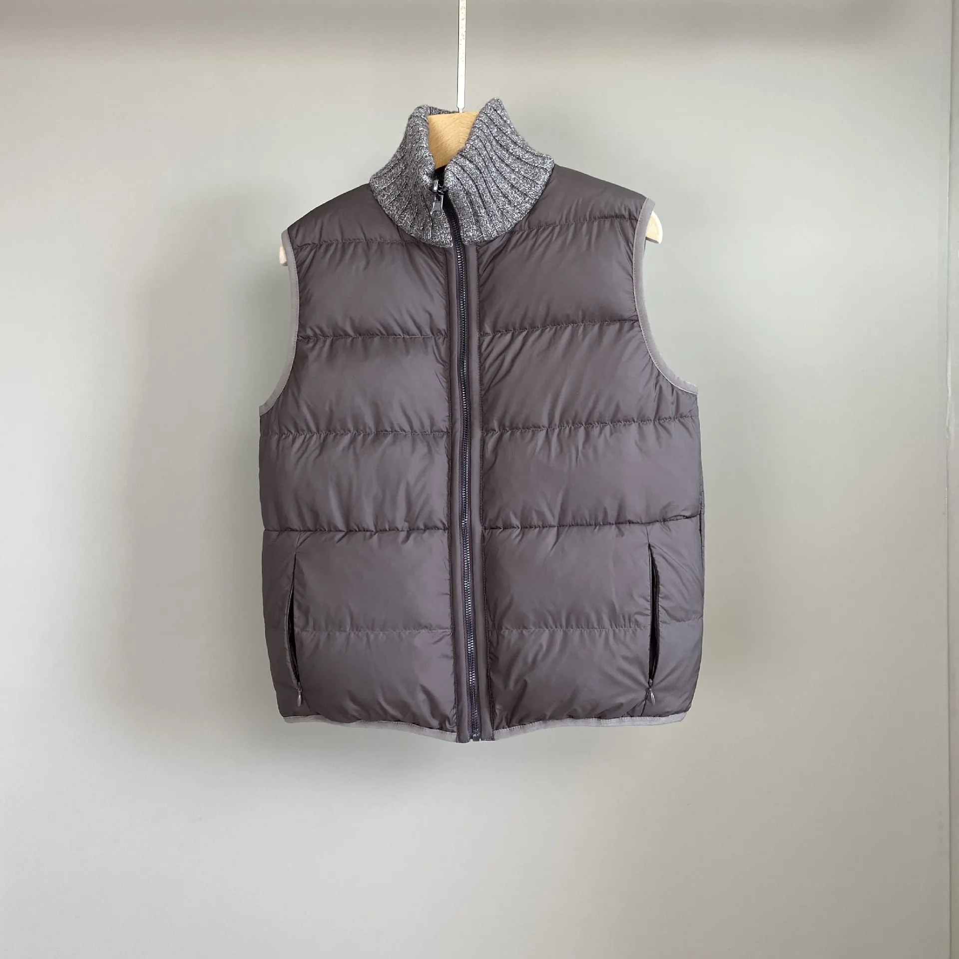 2025 가을 겨울 신상 스탠드 칼라 캐시미어 린넨 구스 다운 베스트 패셔너블하고 다재다능한 여성용