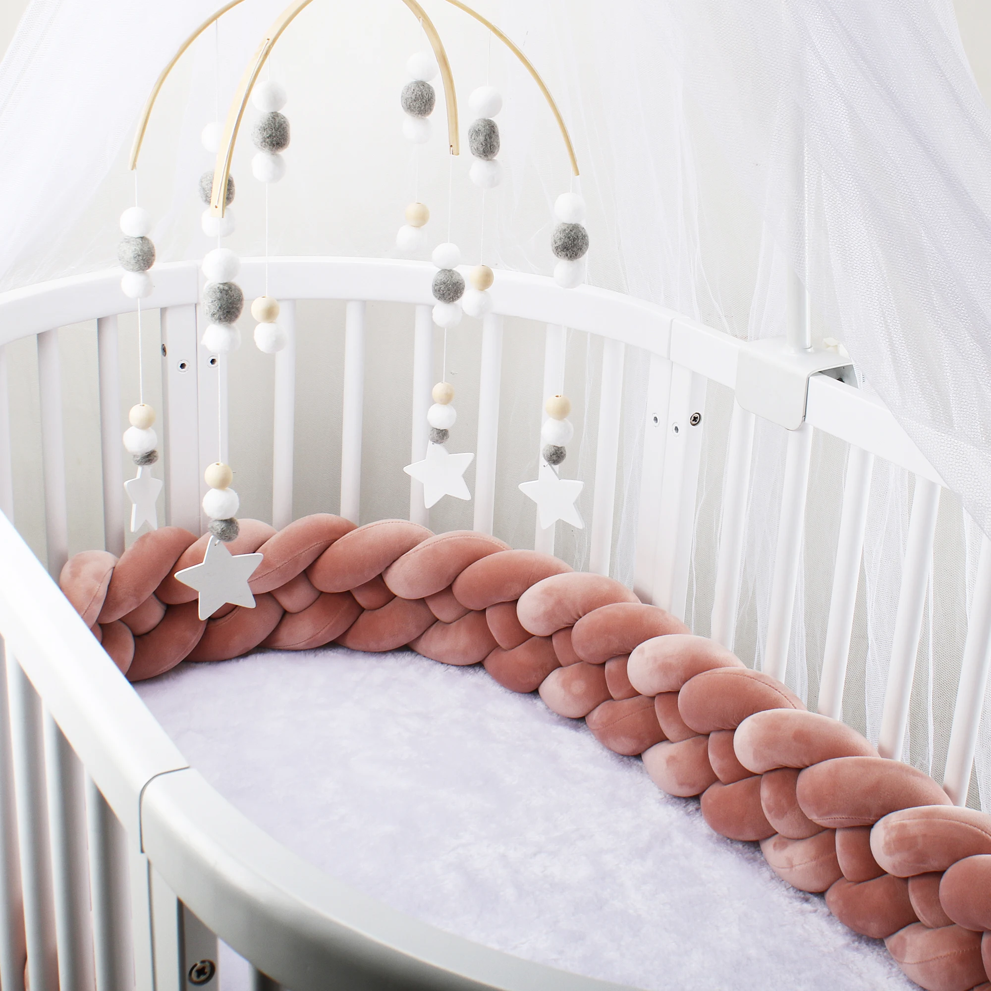 2M/3M/3.6M เตียงเด็กกันชน4หุ้นเตียงเด็ก Protector ทอผ้าทารก Plush Crib เบาะสำหรับทารกแรกเกิดเตียงกันชนตกแต่งห้อง