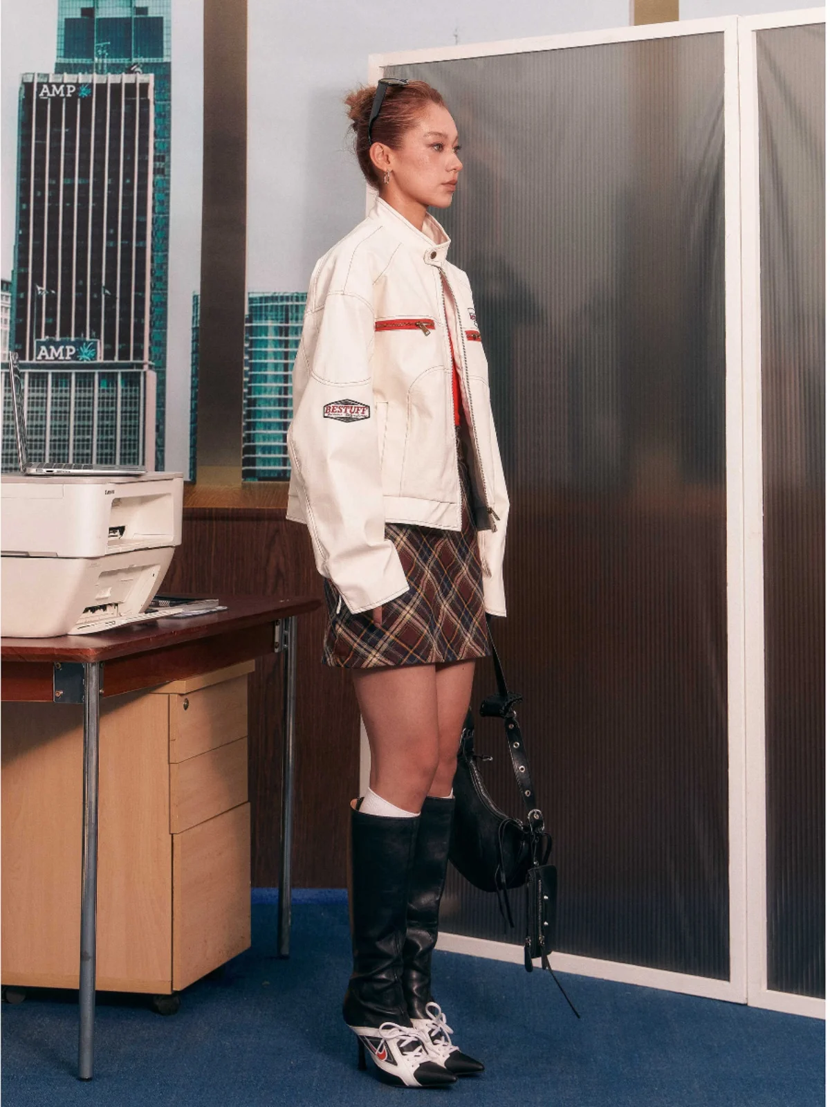 American Retro PU Leather Jaet Women's Autumn Hot Girl New Small Size High-End Feel Super Good Looking Motorcycle Clothes J...