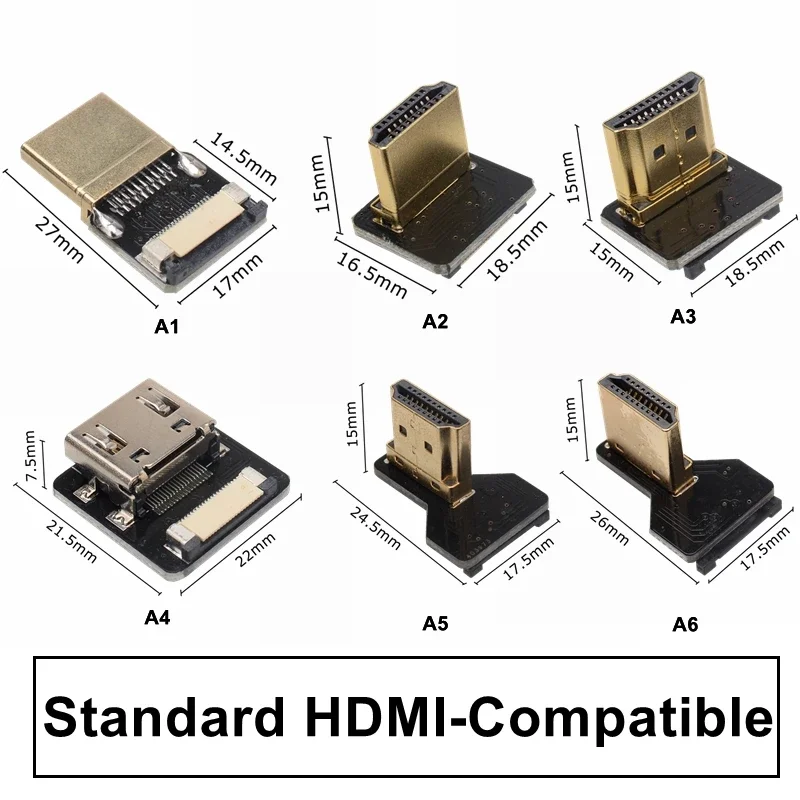 FPV 20Pin HDMI Compatible con tipo A C D macho arriba y abajo en ángulo Micro mini-hdmi macho HDTV FPC Cable plano multicóptero fotografía aérea