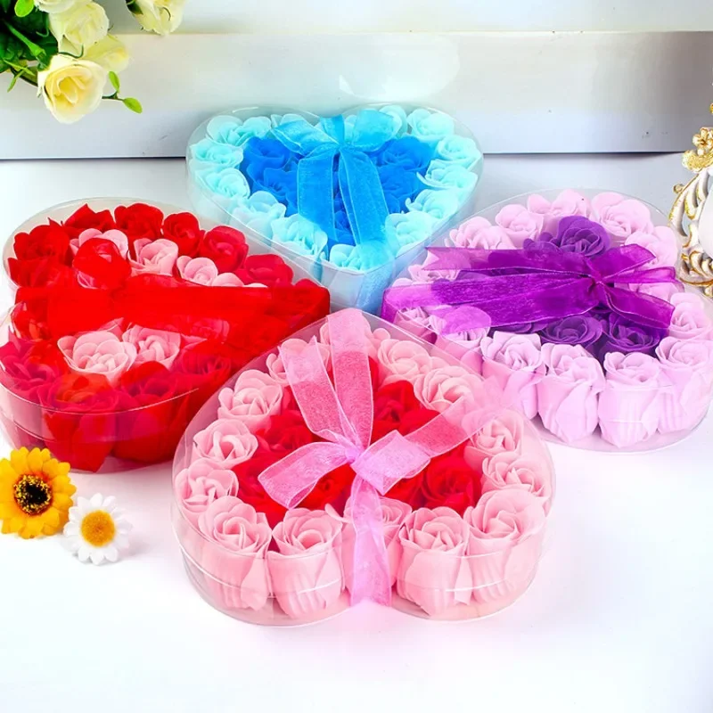 Heart-shaped Flower Box Rose Flower Soap Case Romantic Wedding Party Flower Decoration Girlfriend Valentine Gifts Festival Box