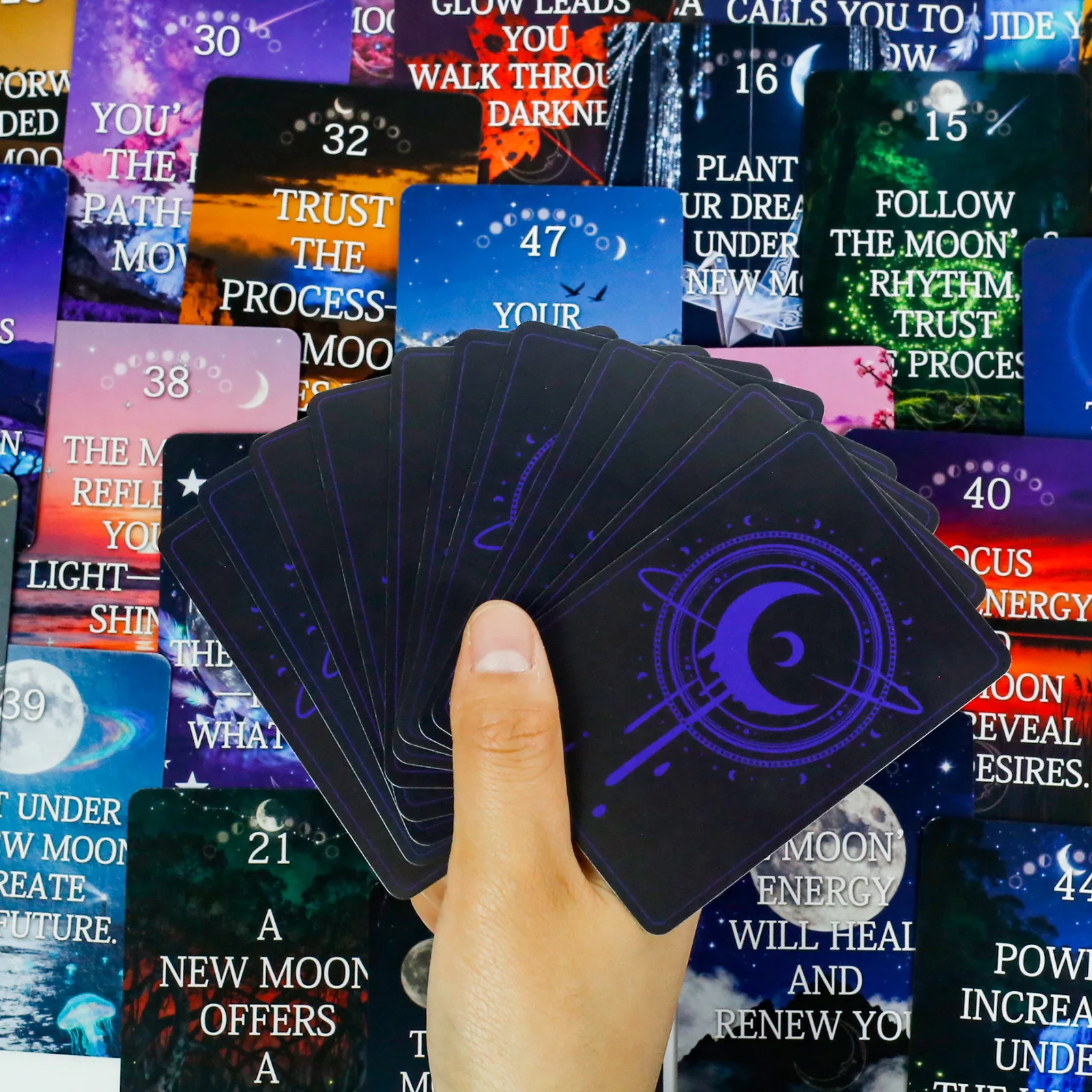 Mystical Moon Oracle Deck - 50 Cards for Spiritual Guidance, Manifestation & Moon Phase Rituals 9*6.7cm