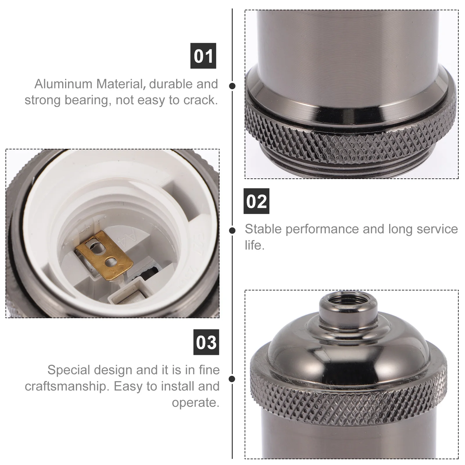 

E27 Thread Lamp Holder Ceiling Light Socket Metal Durable Universal Screw Base Solid Bulb Socket Adapter E27 Thread Lamp Holder
