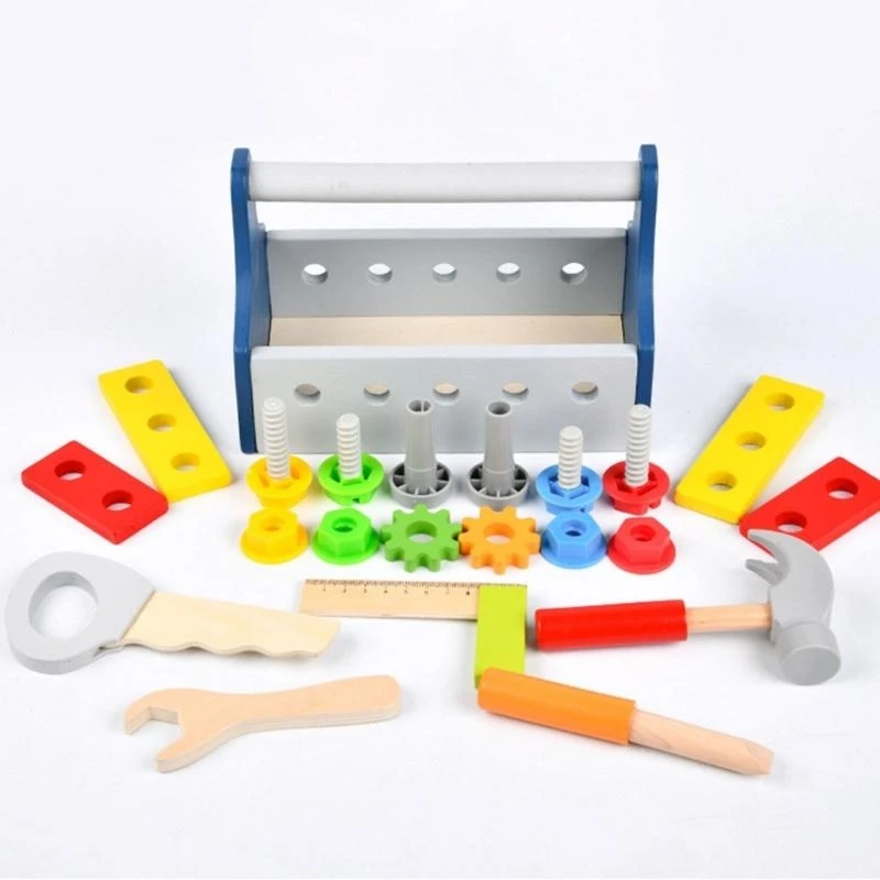 090B Wooden Tool Toy Toolbox Sensory Toy Toddlers Preschool Learning Educational Toy