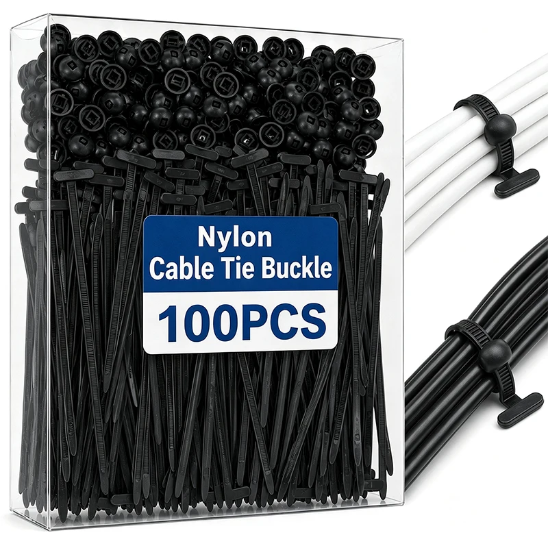 Nylon Cable Tie Buckle Heavy Duty Zip Ties with Pin Button Universal Self-locking Zip Ties Tool Car Daily Repair Fastening Strap