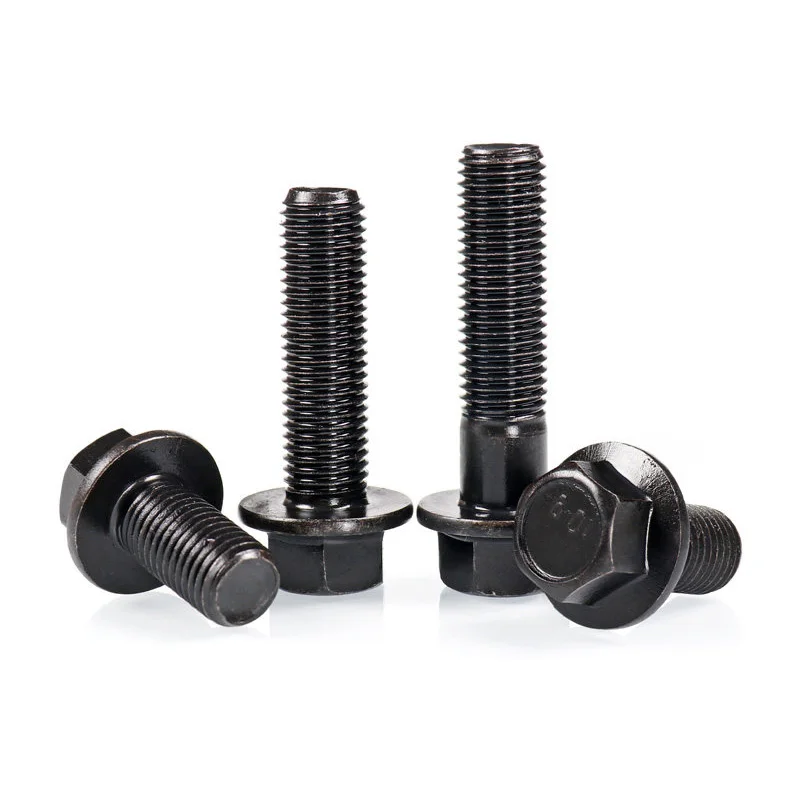 10.9 Grade Flat Base Hex Flange Bolt Black Oxide Fine Thread M10 M12 M14 M16 Full Half Thread 20-150mm High Strength Fastener