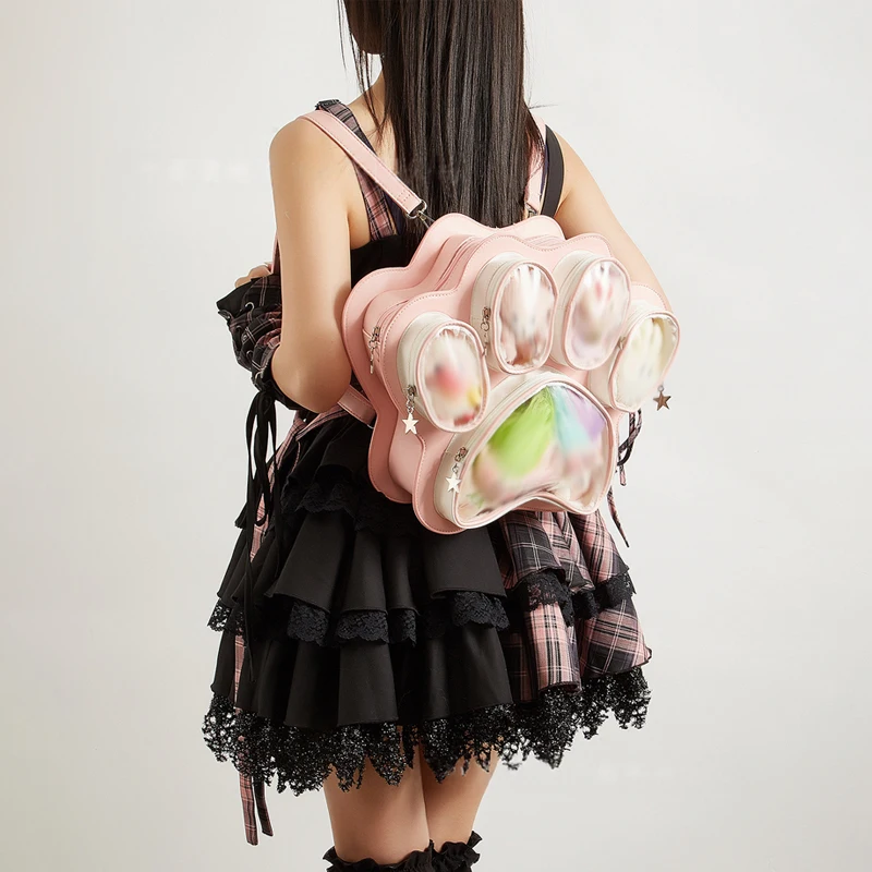 Japanese Cute Cat Paw Ita Bag Y2K Ulzzang Multi-Layer Large Capacity Crossbody Backpack, Fashionable Itabag for Girls Pain Bag