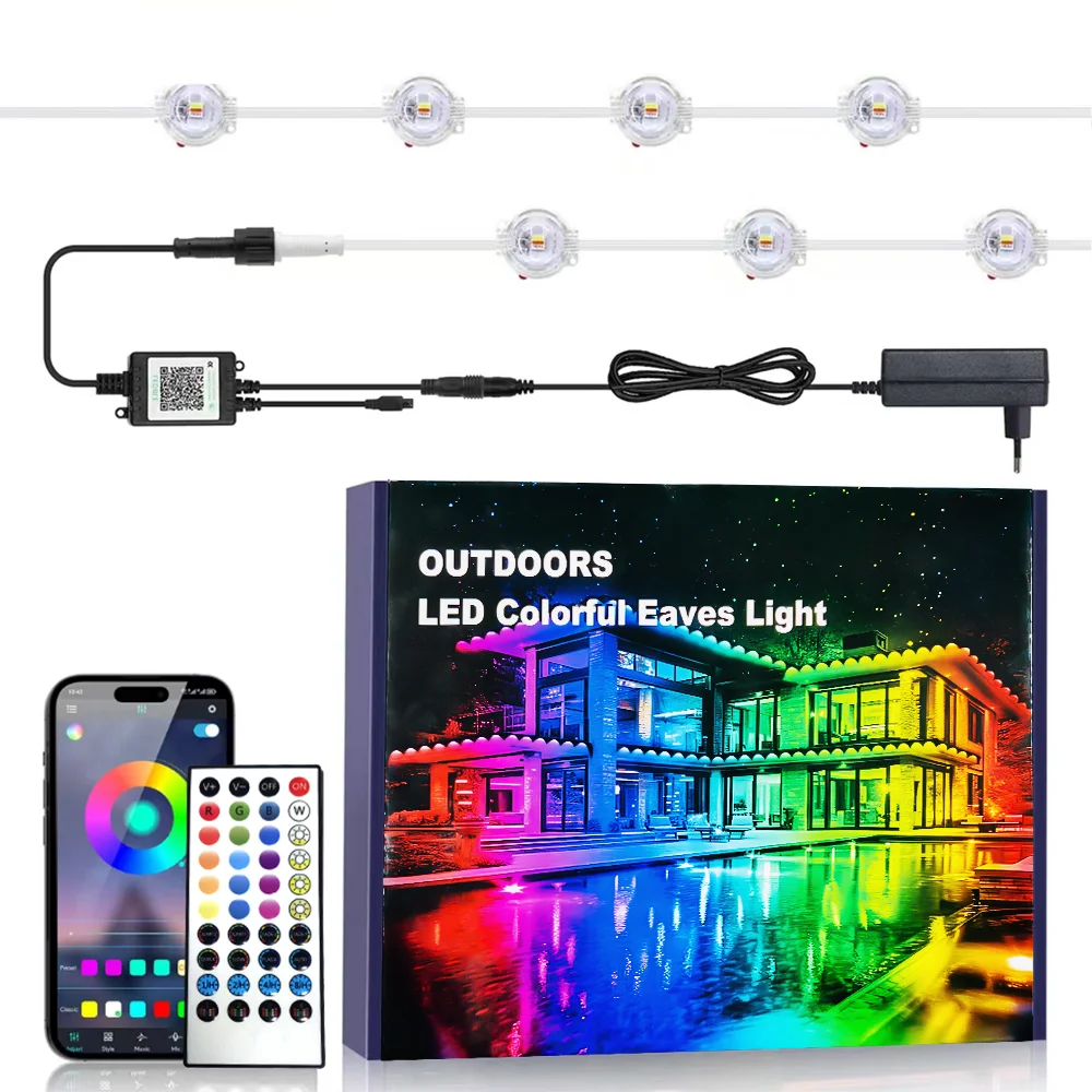 RGB 30M Eaves Lights Smart Bluetooth Permanent Outdoor Lights Outdoor Waterproof Garden Lighting Strings Decor Christmas Lights