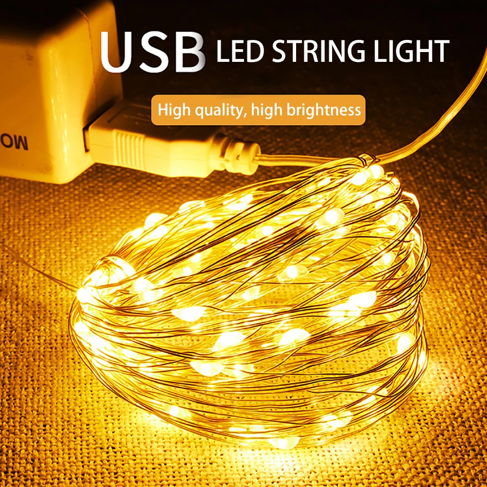 LED String Light Photo Clip Fairy Lights 10M USB Battery Operated Christmas Tree Garland Decoration Wedding 2025 New Years Decor