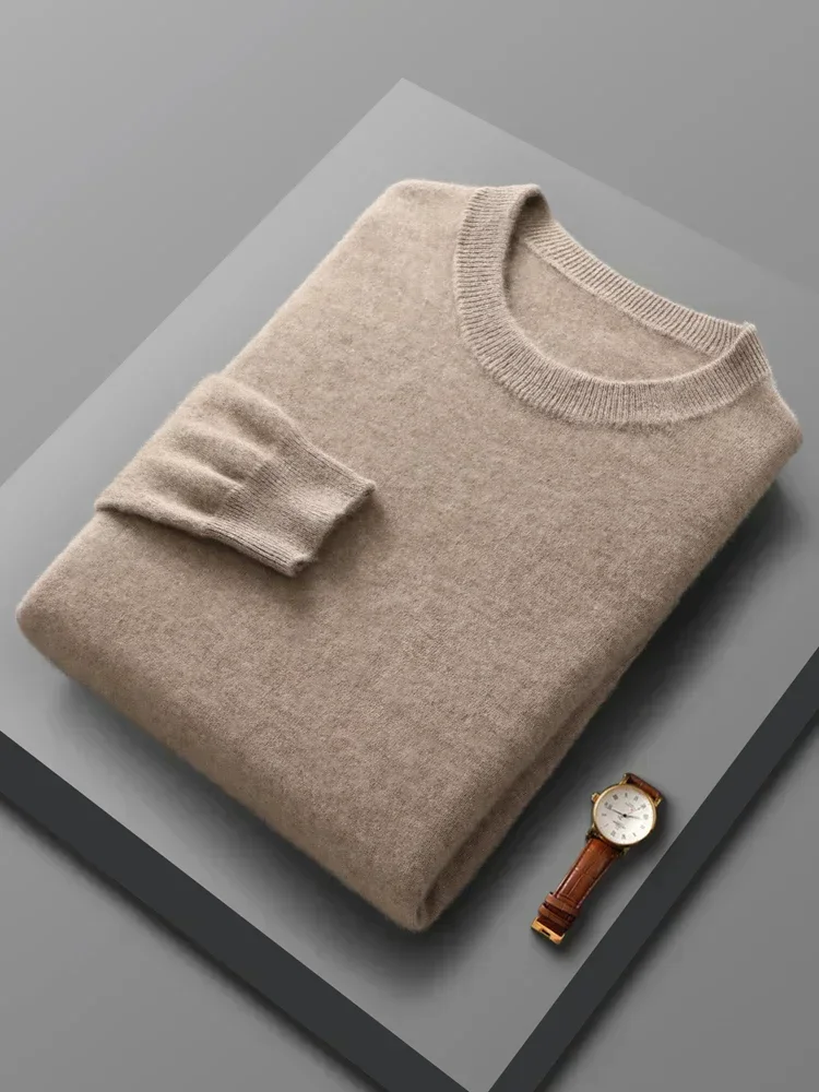 Spring Autumn 100% Wool Pullover Sweater Men O-neck Long-sleeve Cashmere Knitwear Female Clothing Mens Clothing