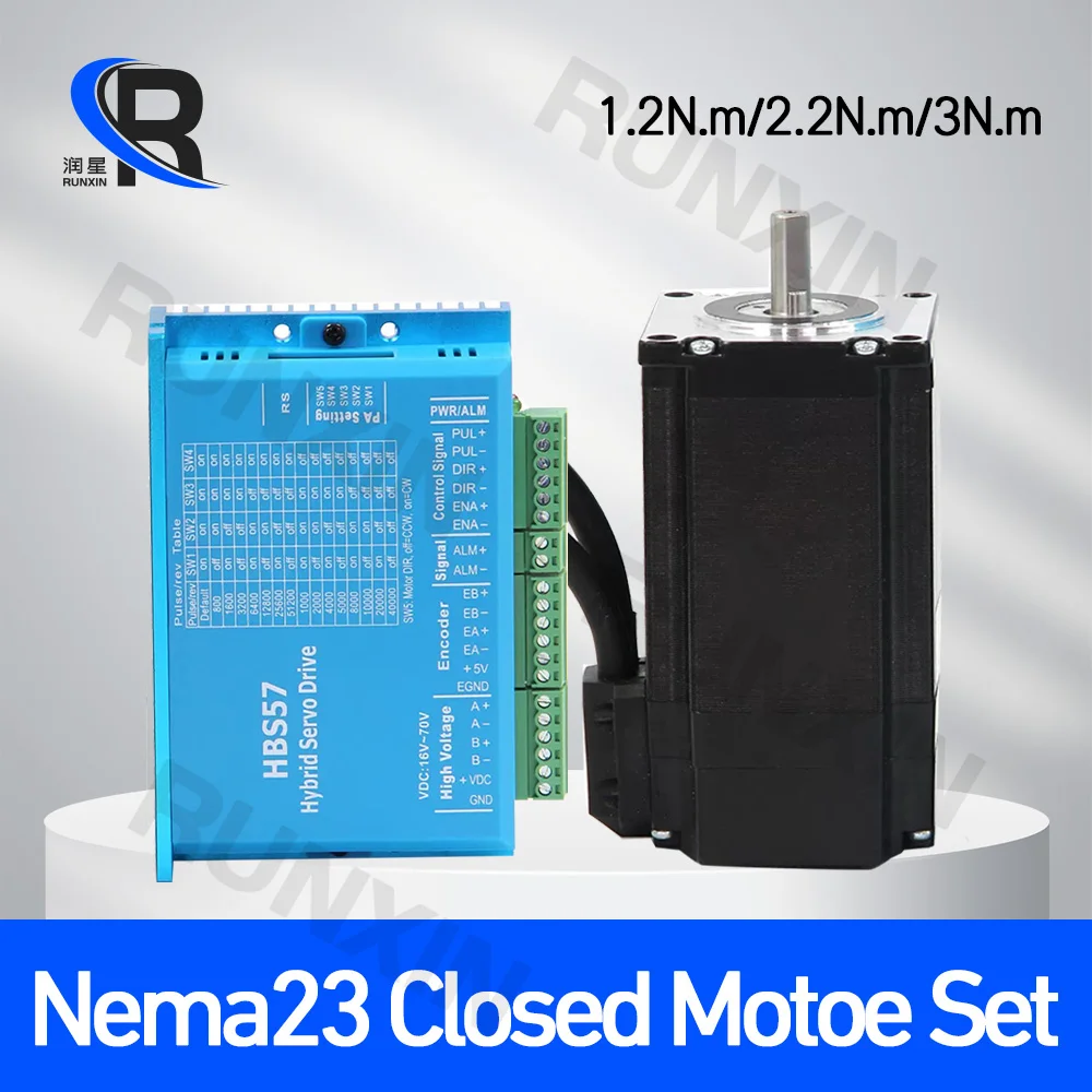 

Nema23 Hybrid Closed loop motor 57 Series Motor 1.2 N.m 2.2N.m 3N.m +HBS57 Driver +3M Code Cable For CNC Engraving 3D Printer