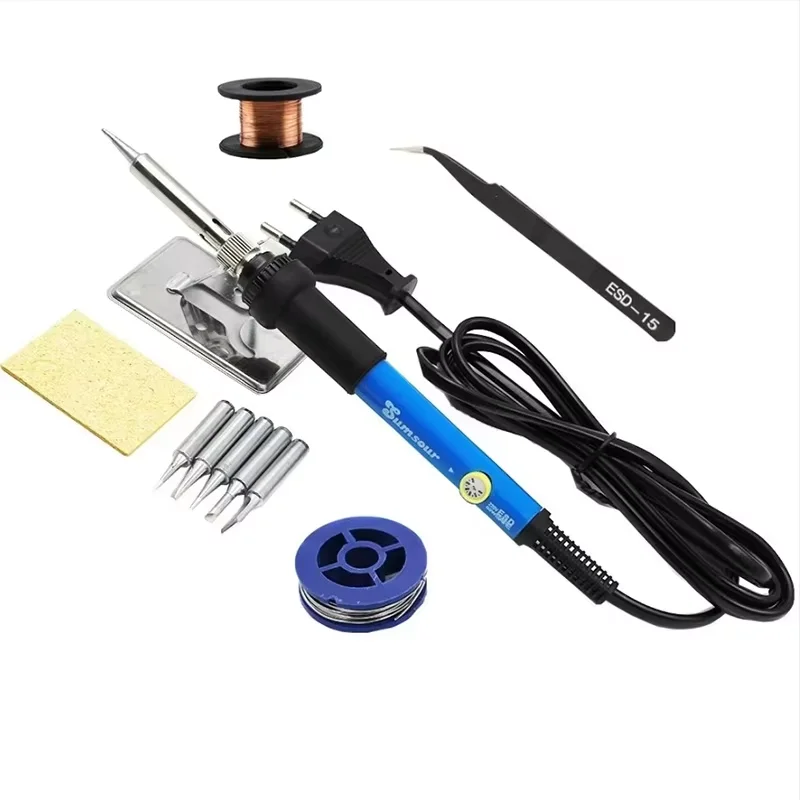 Ferro de Solda Elétrico com Temperatura Ajustável 220V 60W, Estação de Soldagem Multifuncional, Ferramentas de Reparo Térmico
