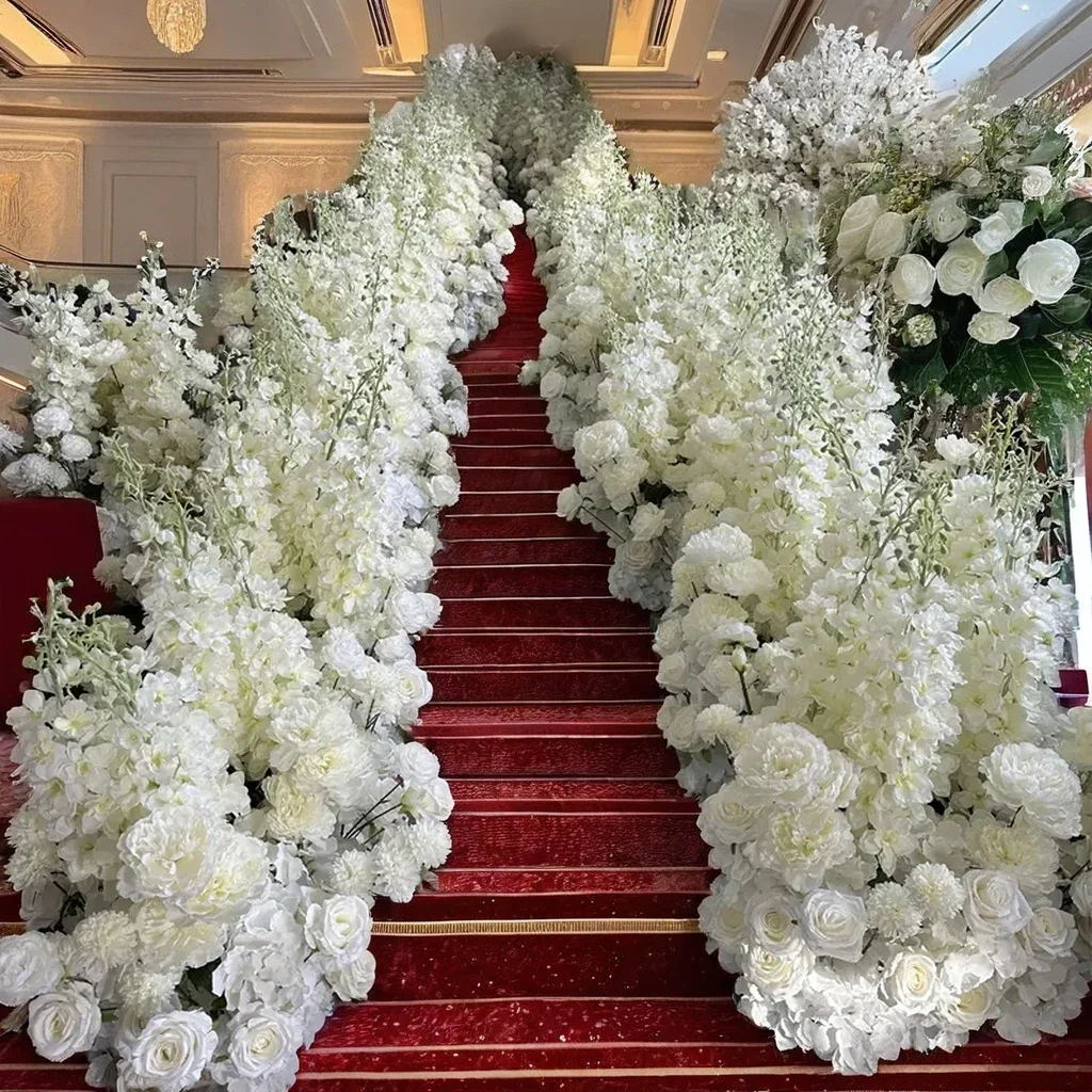 SN-WF01 2.5ft Tall Luxurious White Artificial Flowers Wedding Aisle Flower Runner Christmas Graduation Halloween New Year