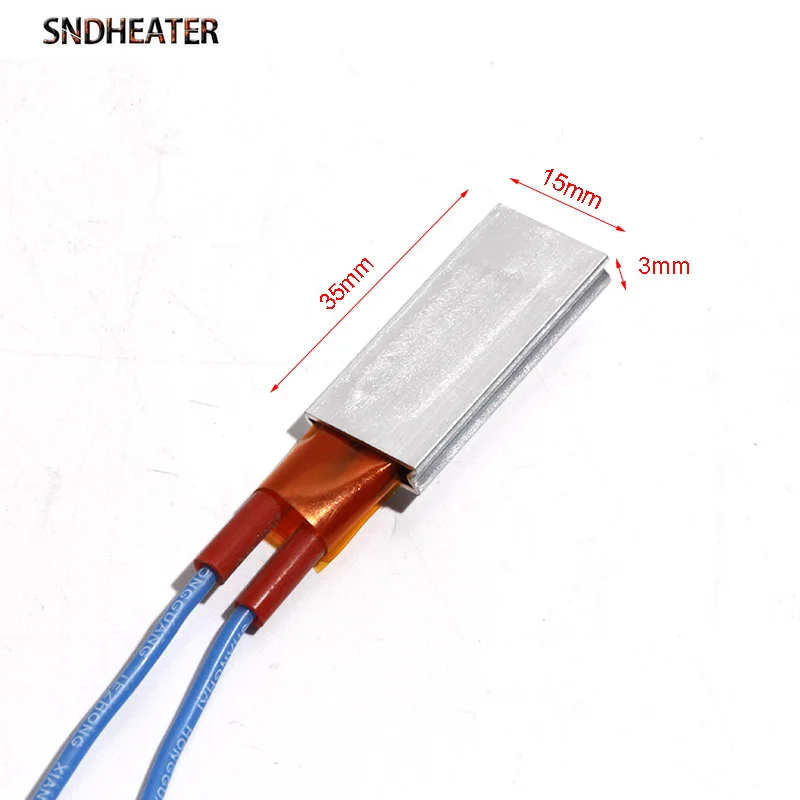 SNDHEATER 35x15x5mm Electric PTC Heating Plate Thermistor 220V Aluminum Shell Heater Sheet 60-250 Degree Hot Resistance 2PCS