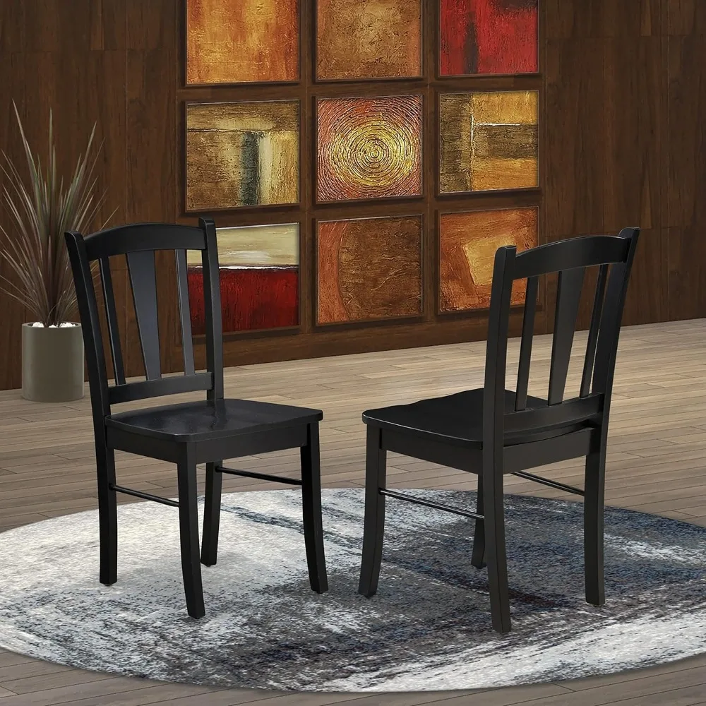 DLC-BLK-W Dublin Kitchen Dining Chairs - Slat Back Wood Seat Chairs, Set of 2,  dining chairs  accent chair  muebles