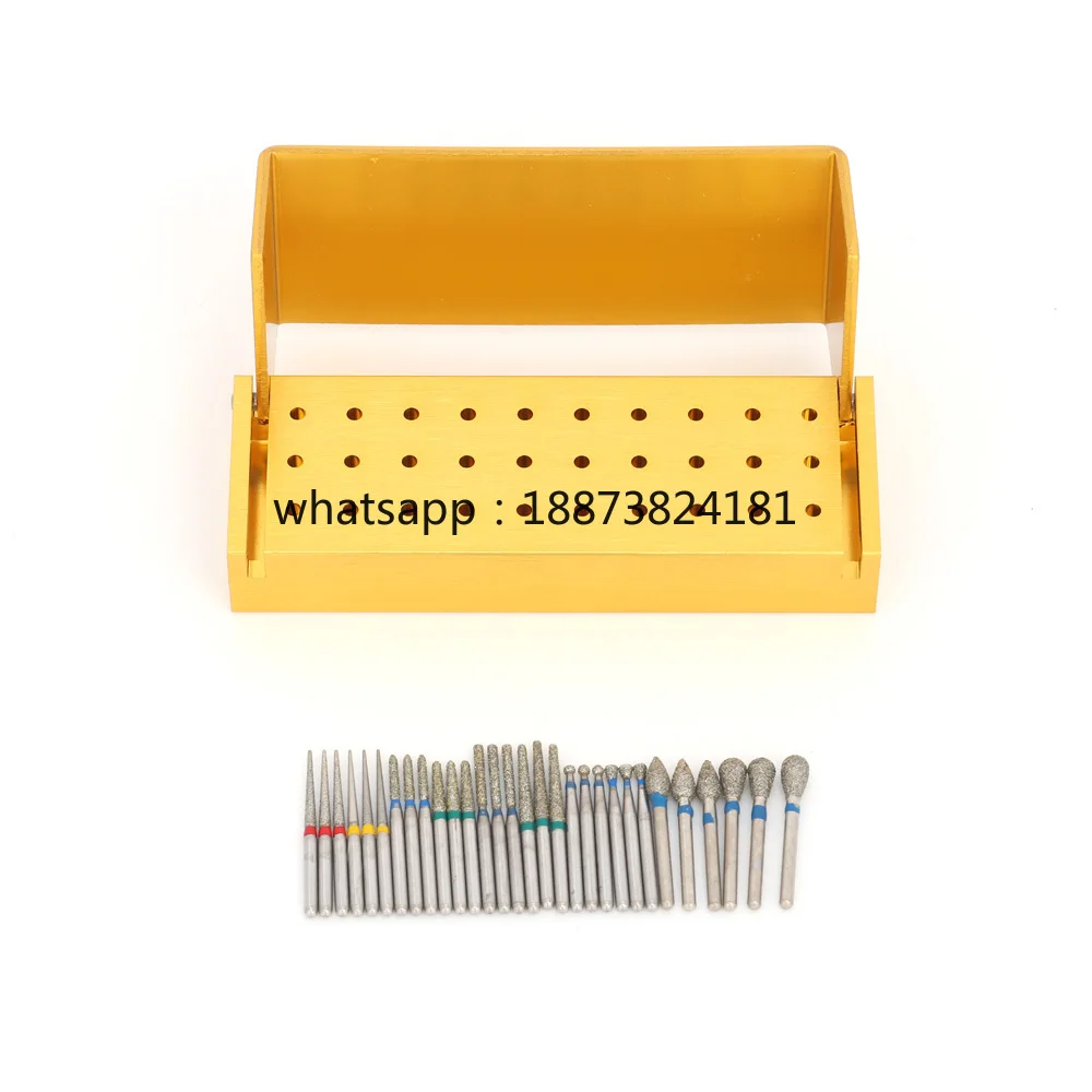 30pcs-set-dental-diamond-burs-drill-high-speed-​​handpiece-polishing-burs-holder-tools-fast-shipping
