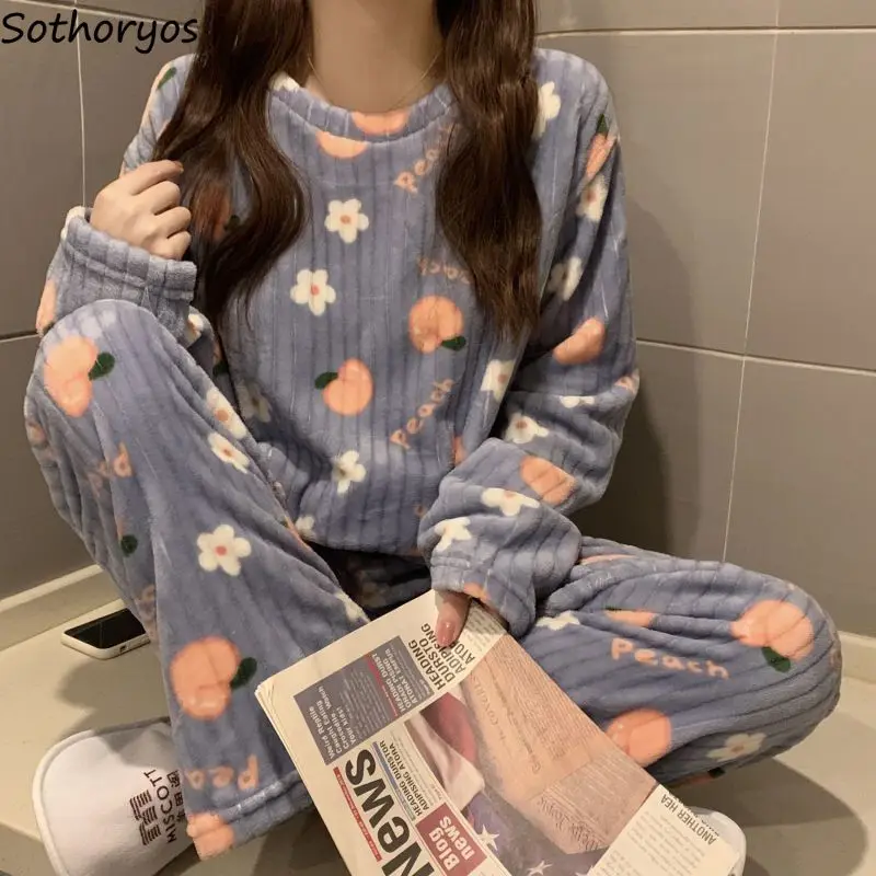 

Пижамный комплект Женский с милым принтом, изящная Пижама, удобная универсальная повседневная одежда для сна в Корейском стиле, для дома и отдыха