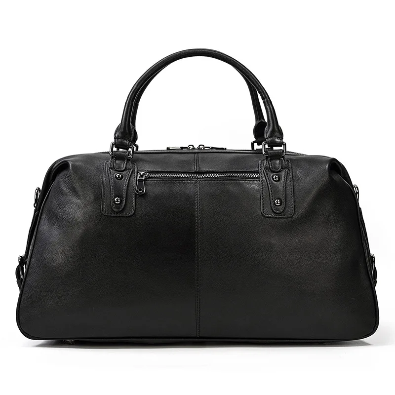 New Genuine Leather Men Women Travel Bag Soft Real Leather Cowhide Carry Hand Luggage Bag Travel Shoulder Bag Male Female Duffle