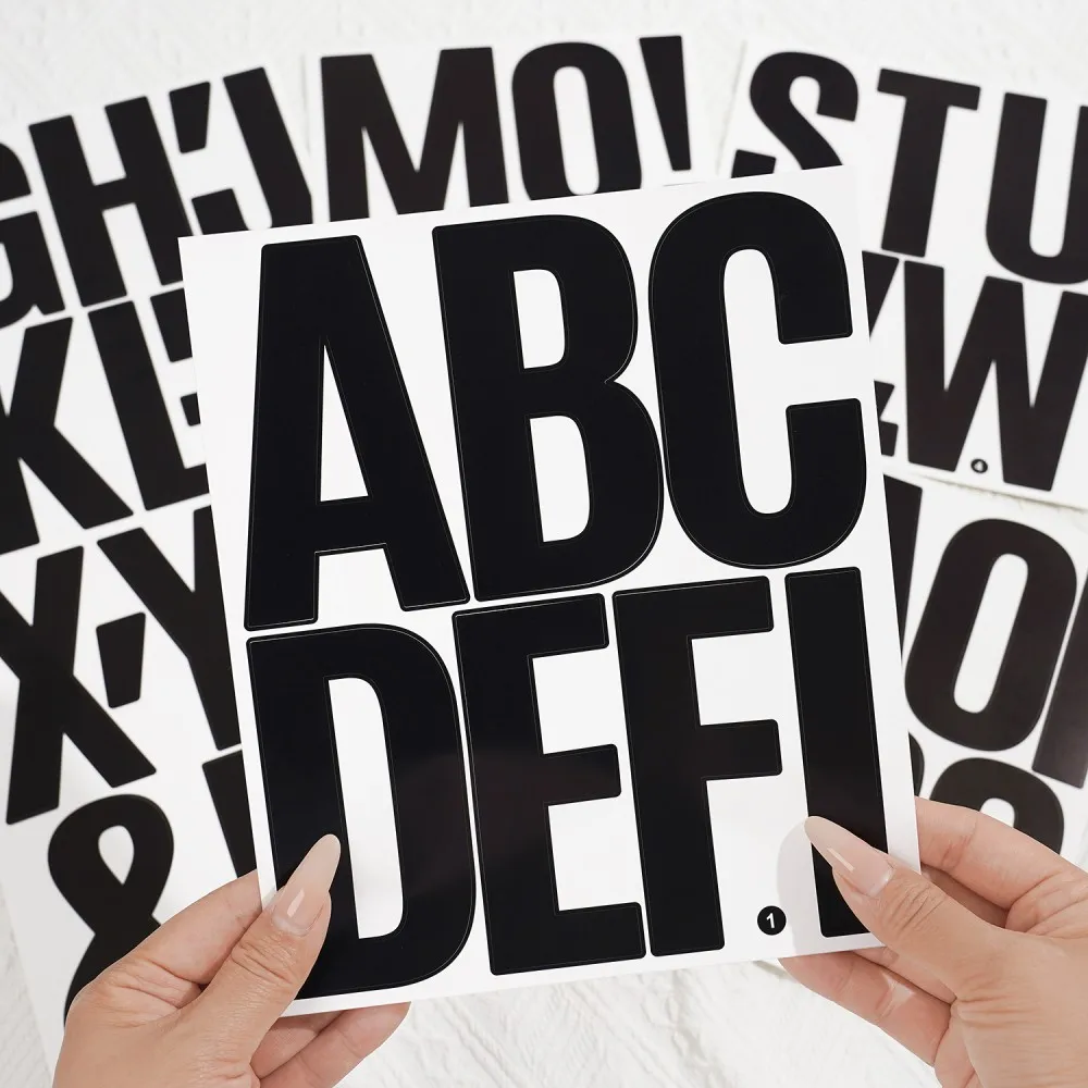6Pcs/set 4 inch Big Size Number Alphabet Stickers Vinyl Waterproof Black White DIY Sticker For Car Mailbox Party Decoration