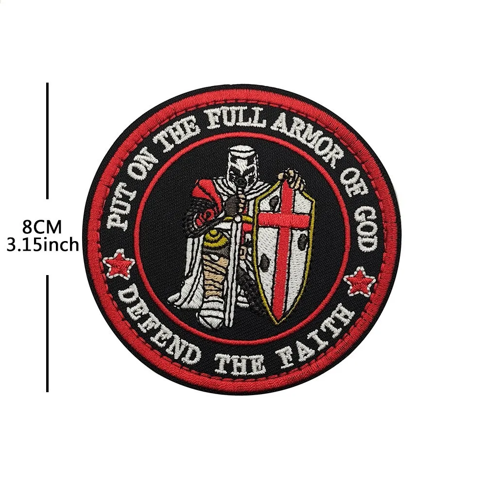 Crusader Knight Embroidered Patch Tactical Morale Patch Badge Medieval Warrior Fabric Applique for Backpack Jacket Vest Hat