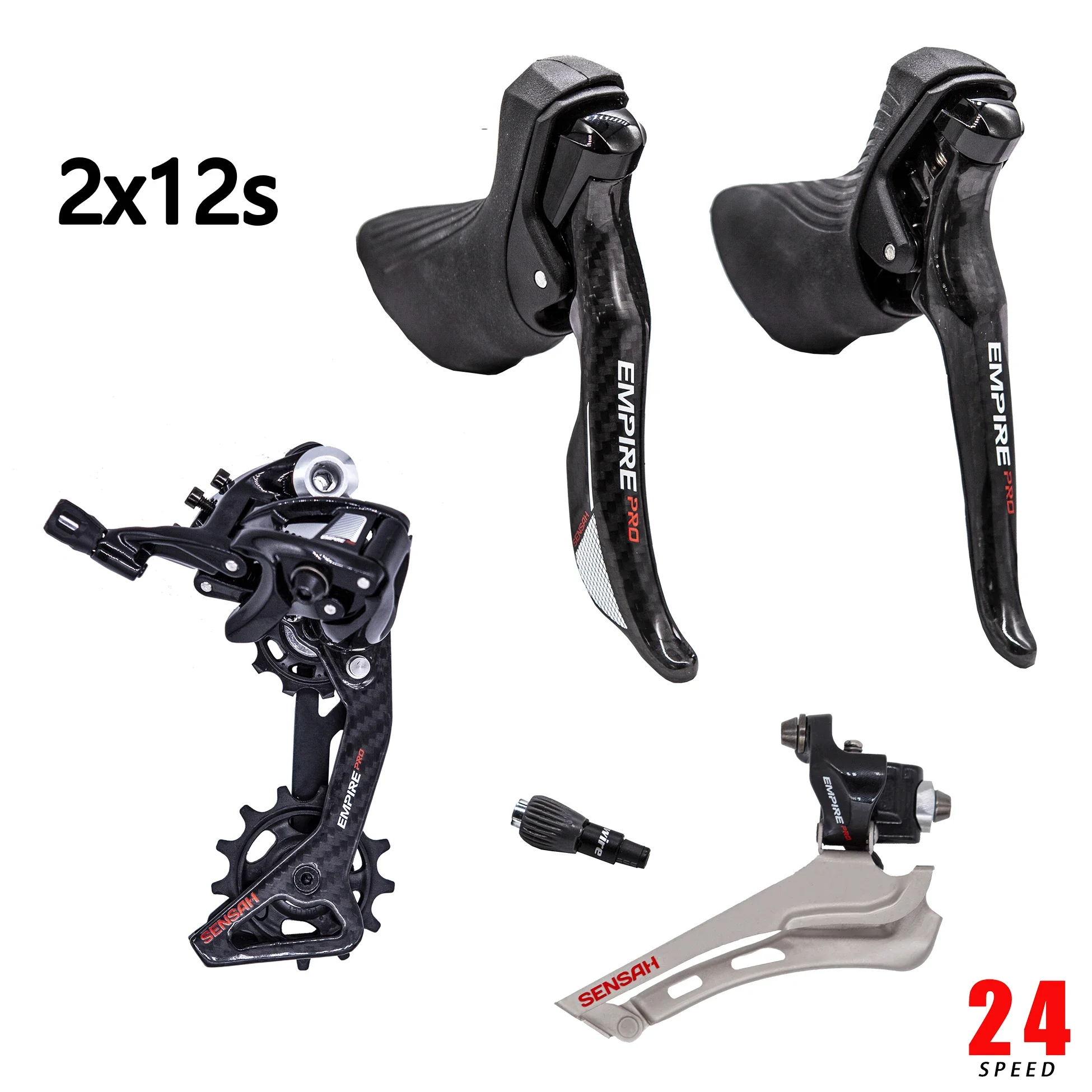 SENSAH EMPIRE PRO Carbon Fiber 2x12 Speed Bike Rear Derailleur Hollow Double Sprockets Crankset Bike Shifter Derailleur Sets