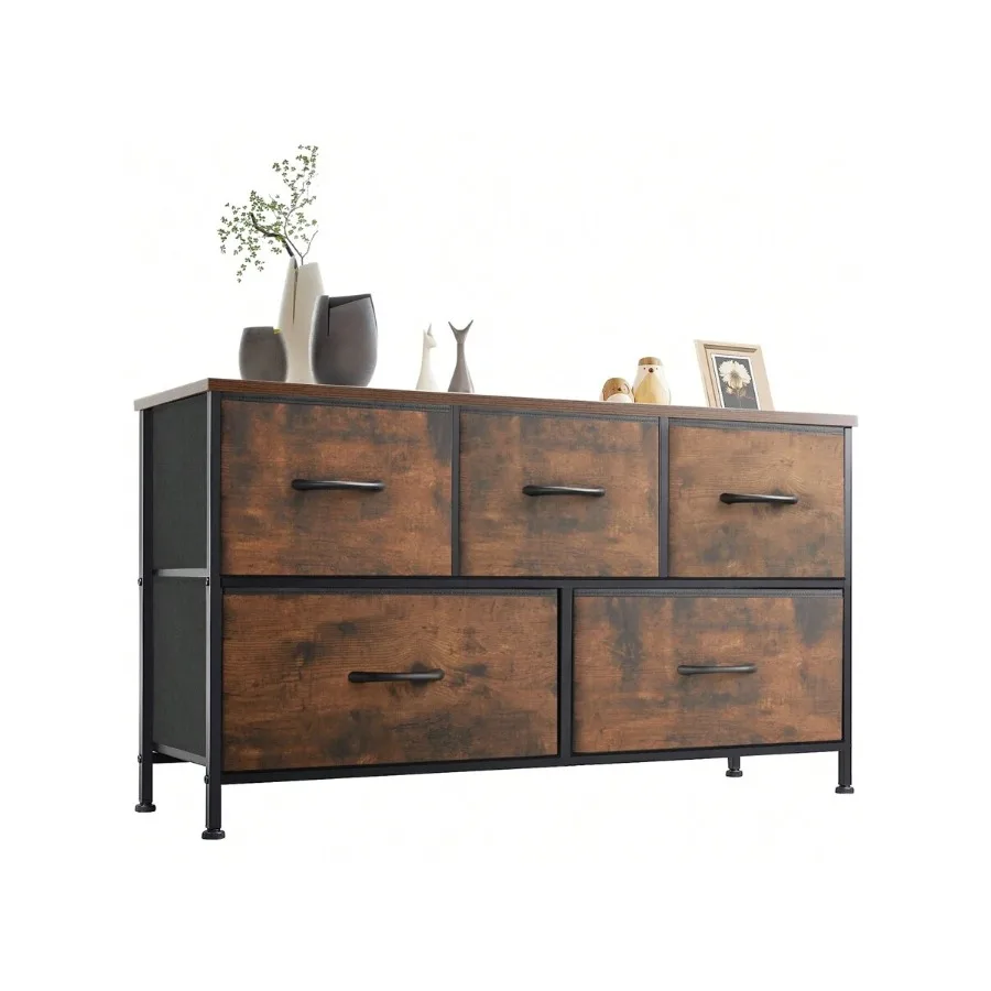 Sweetcrispy 5 Drawers Dresser For Bedroom, Room Furniture, Small Chest Tower, Storage Organizer Units For Clothing, Closet, Fab view 6
