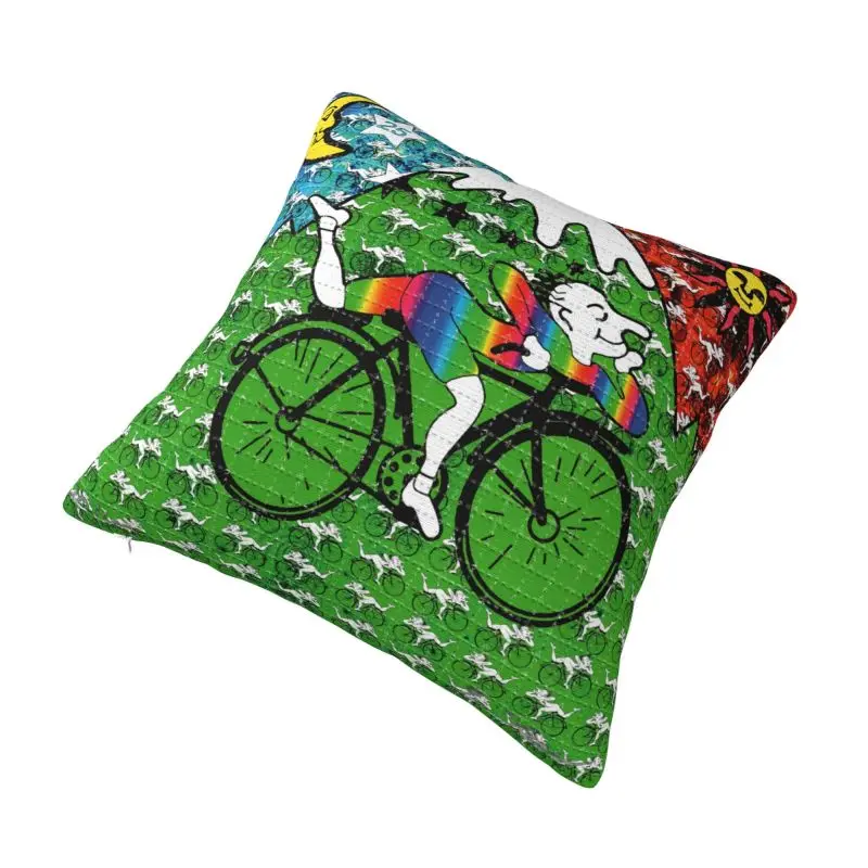 Custom Bicycle Day 1943 Trip Cushion Cover 45x45cm Albert Hofmann LSD Velvet Modern Throw Pillow Case