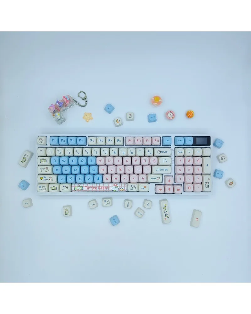 Cream Rabbit Keycap Cute Cartoon MOA Height Small Warping Hot Sublimation HI75 98 99104 F87
