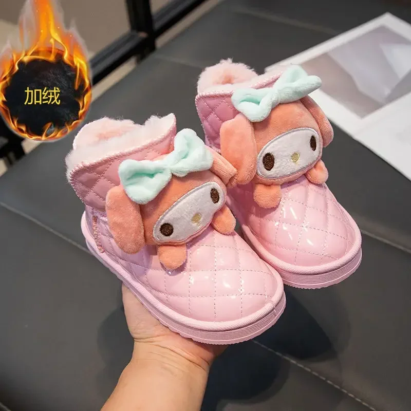 

Sweet Kuromi Anime Kawaii MINISO Soft Snow Boots Cute Cartoon My Melody Lovely Doll Cotton Warm Shoes Fashion Gifts for Kids