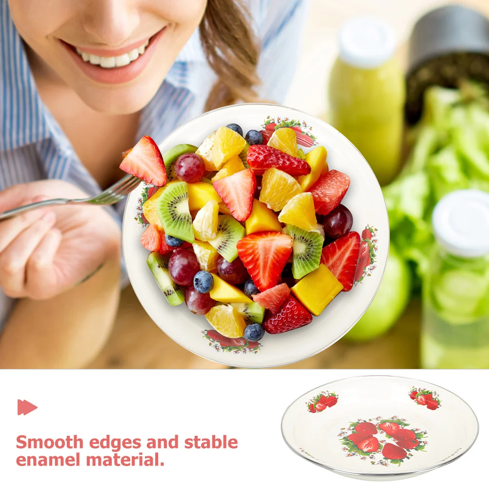 

Enamelware Plate Retro Style Fruits Holder Practical Kitchen Supply Dish Storage Enamel Plate Enamel Tea Tray Food Plates